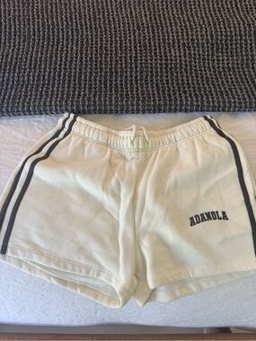 Adanola Cream Athletic Shorts with Brown Side Stripes